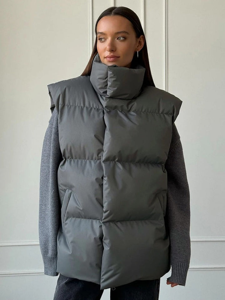 Levoire | Gilet Rembourré À Col Haut Gris