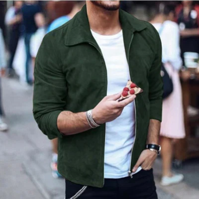 Levoire | Veste Pour Hommes Avec Col Châle Et Fermeture Éclair Look Élégant Vert
