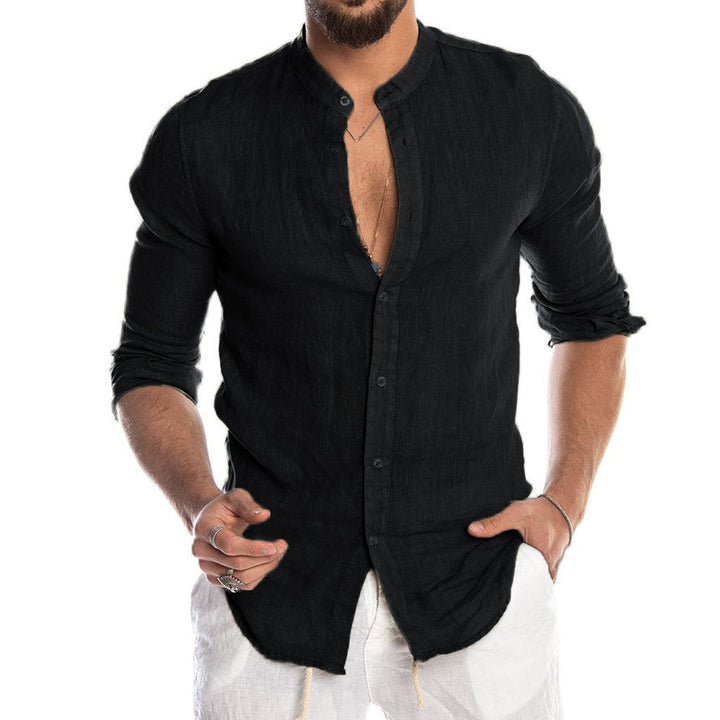 Levoire | Chemise Pour Homme Élégante Avec Col Montant Noir