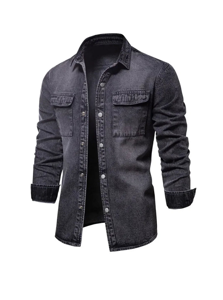 Levoire | Rento Veste En Denim À Manches Longues Avec Boutons Et Poches Noir