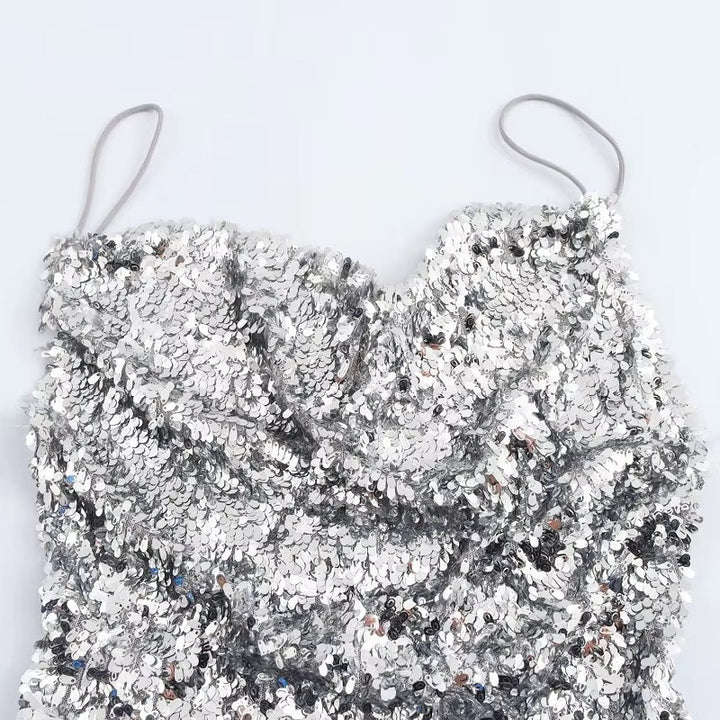 Levoire | Robe À Paillettes Argentées Scintillantes