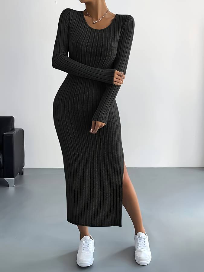 Levoire | Robe Tricotée Longue Avec Fente