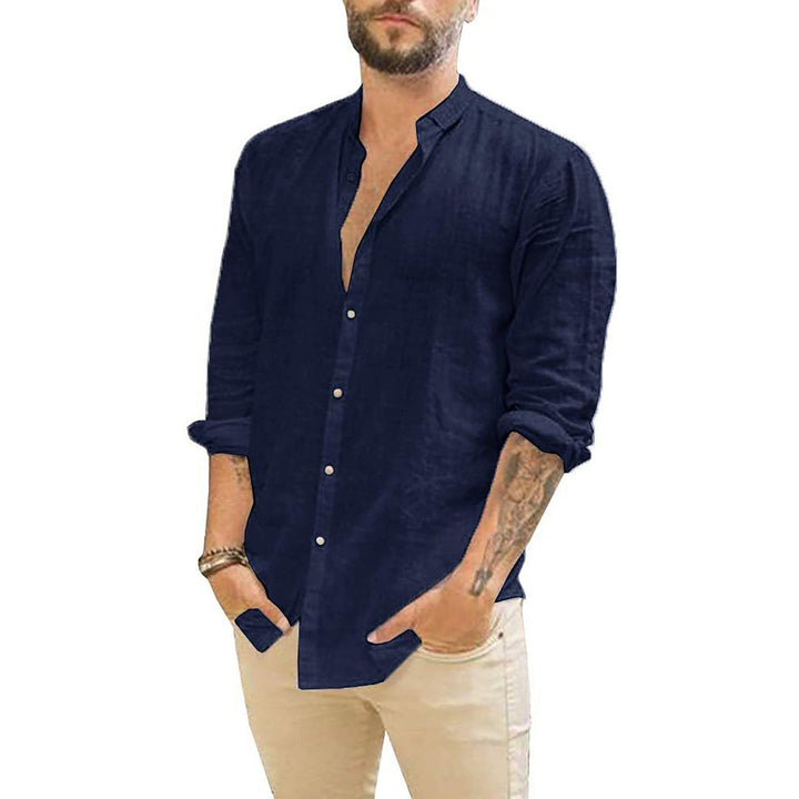 Levoire | Chemise En Lin Sans Col Pour Hommes profondeur