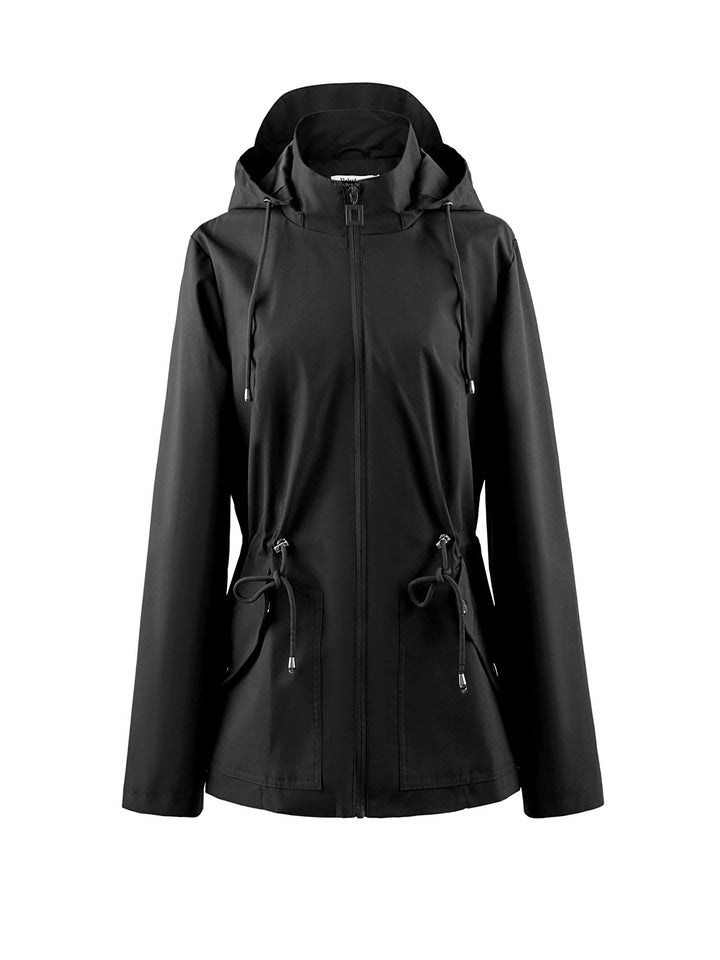 Levoire | Veste Imperméable À Taille Haute Pour Le Printemps / L'Automne Avec Capuche Noir