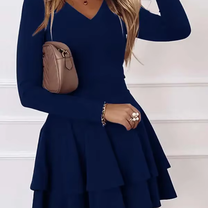 Levoire | Robe courte avec volants et manches longues Bleu