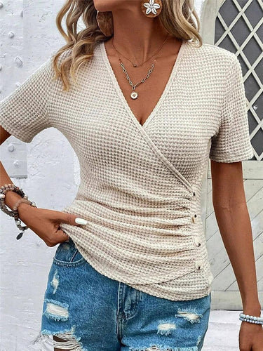 Levoire | T-shirt élégant avec décolleté en V et manches courtes
