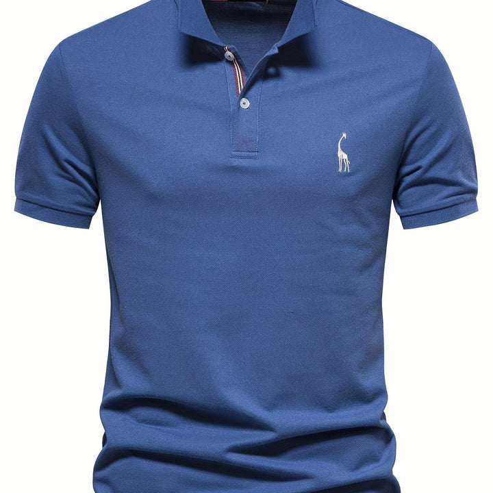 Levoire | Chemise Pour Hommes Unie Avec Motif De Girafe Bleu