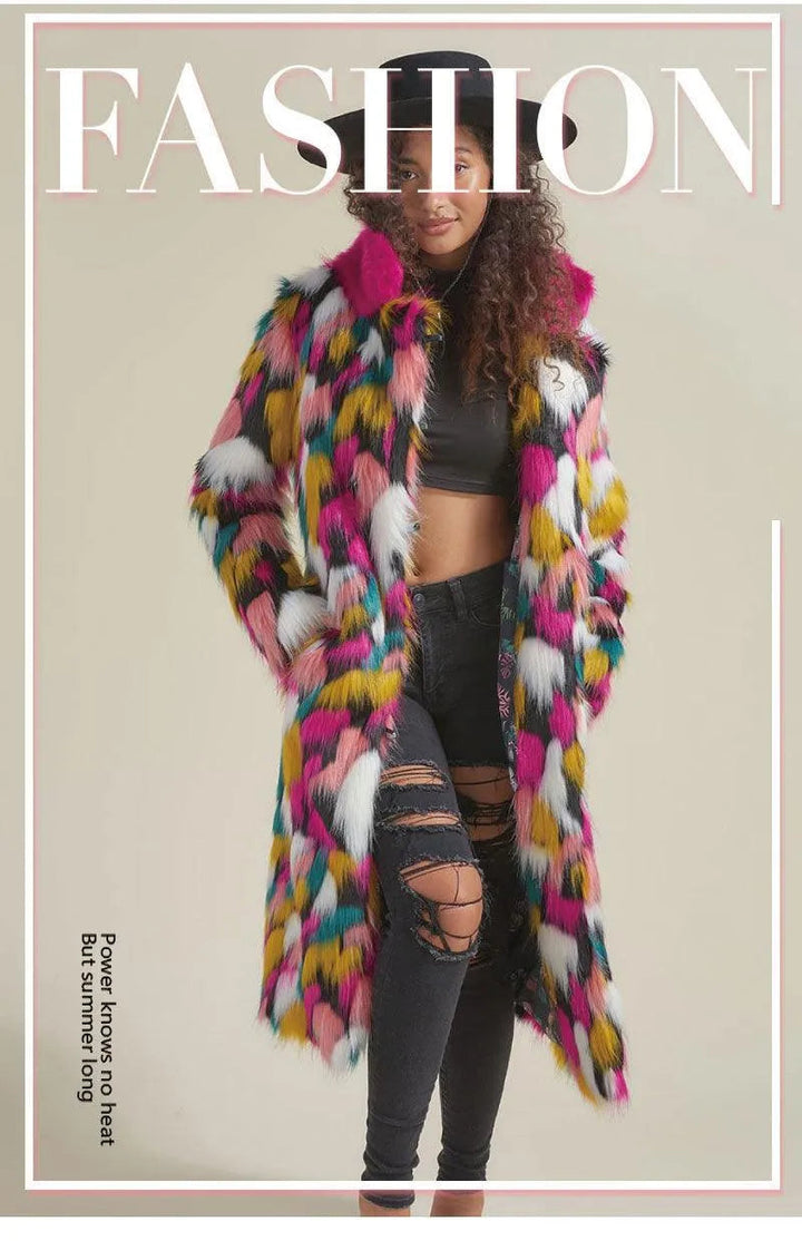 Levoire | Peignoir en fausse fourrure pour femmes de taille moyenne multicolore
