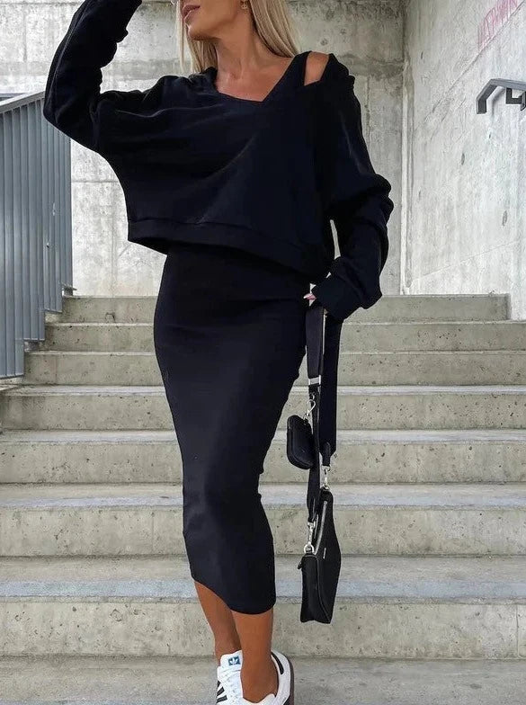 Levoire | Sexy Robe Ensemble avec capuche Noir