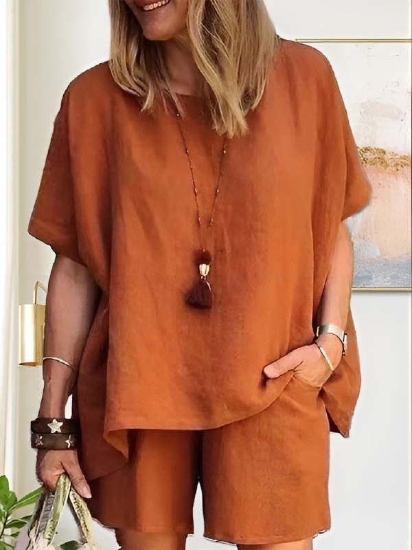 Levoire | Ensemble À Manches Courtes Confortable Orange