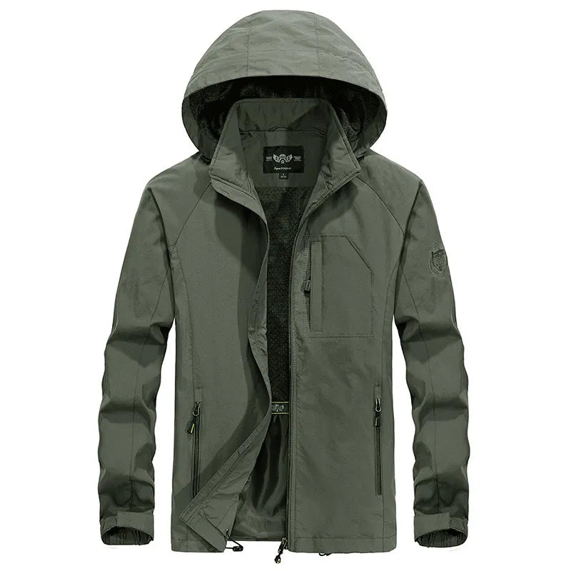 Levoire | Veste de randonnée imperméable avec capuche amovible vert olive