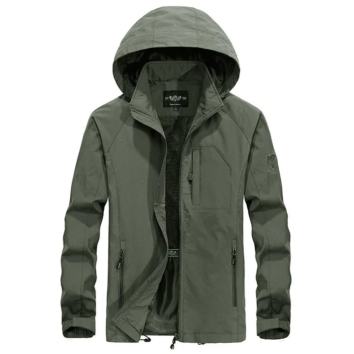 Levoire | Veste de randonnée imperméable avec capuche amovible vert olive