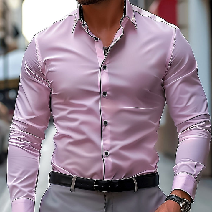 Levoire | Chemise D'Affaires À Manches Longues De Couleur Contrastée Couleur rose