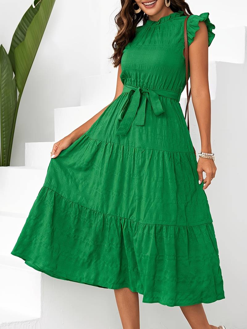 Levoire | Robe Avec Ceinture Et Ourlet À Volants Au Décolleté