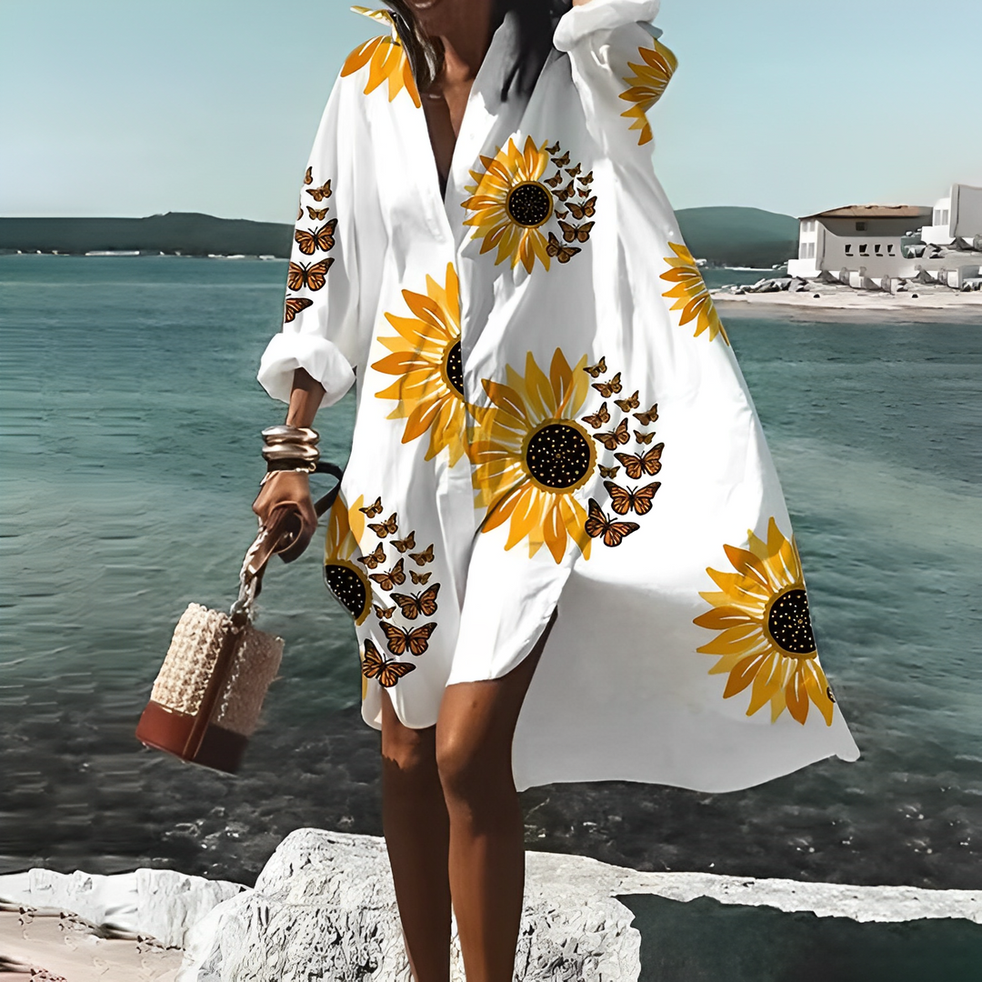 Levoire | Robe À Imprimé Exclusive Mi-Longue Jaune