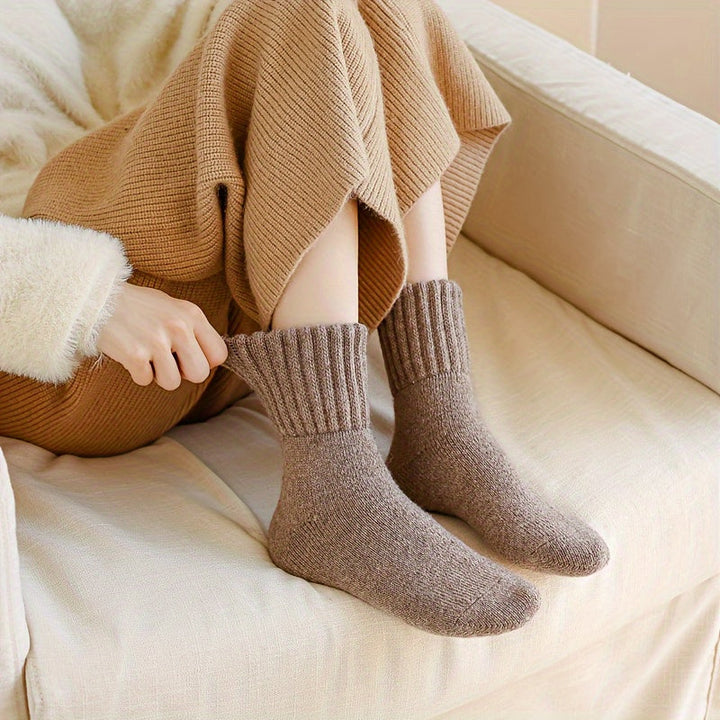 Levoire | Paire De Chaussettes Simples, Unies, Épaisses, Chaussettes Mi-Mollet Unisexes Confortables Et Douces, Bas Et Articles De Bas Pour Femmes