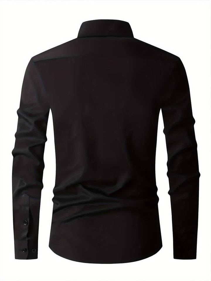 Levoire | Chemise Pour Homme Unie Avec Col Retourné Noir