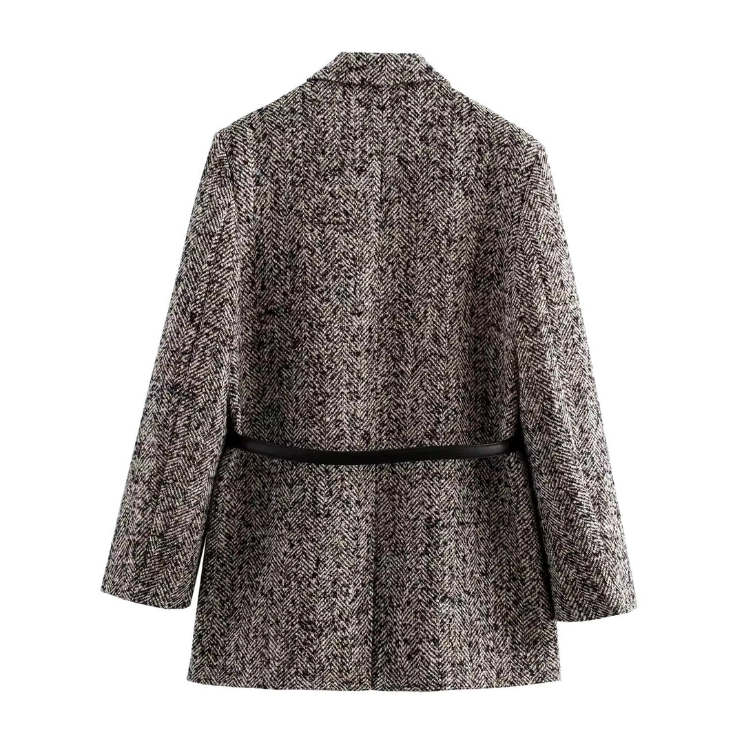 Levoire | Blazer En Tweed Avec Ceinture À Motif Chevrons