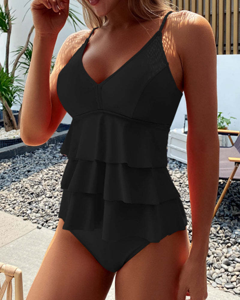 Levoire | Tankini À Fente En Couleur Uni Noir