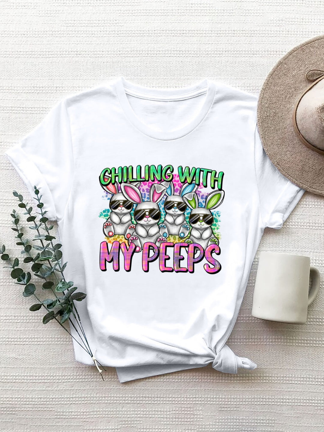 Levoire | CHILLING WITH MY PEEPS T-shirt col rond Blanc