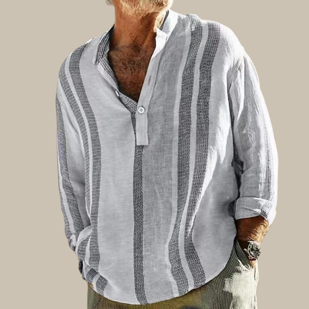 Levoire | Chemise En Lin Rayée À Manches Longues blanc