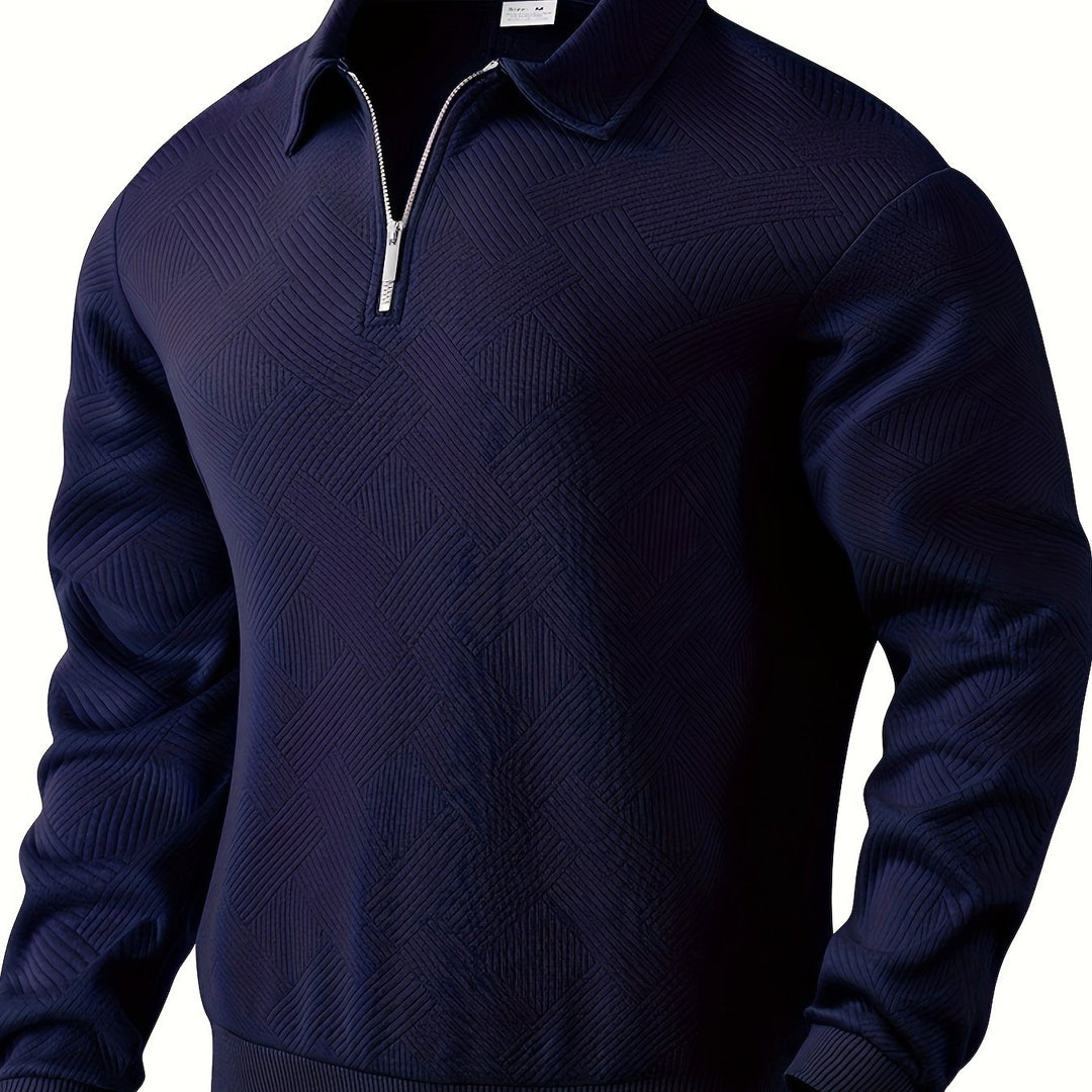 Levoire | Pull À Motifs Géométriques Avec Fermeture Éclair Et Col Retourné Meri bleu