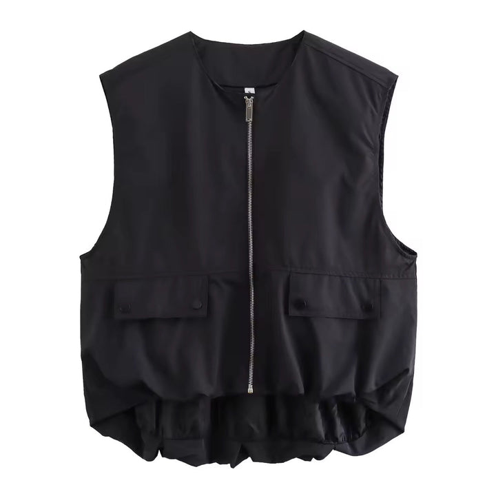 Levoire | Style Sans Manches Veste Avec Fermeture Éclair Noir