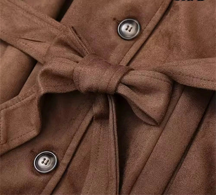 Levoire | Manteau Trench En Daim Plus Long En Brun