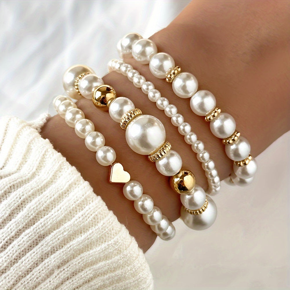 Levoire | Série De 4 Bracelets Élégants En Perles Artificielles Élégance Intemporelle