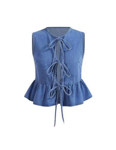 Levoire | Top En Jean Court Avec Nœuds Tendance & Féminin