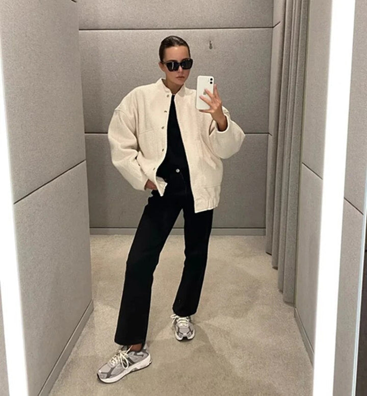 Levoire | Veste Bomber Décontractée Ample Beige
