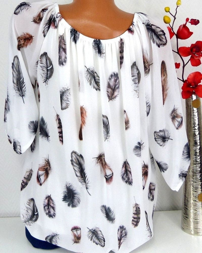 Levoire | Blouse Ajustée Avec Motif Plumes