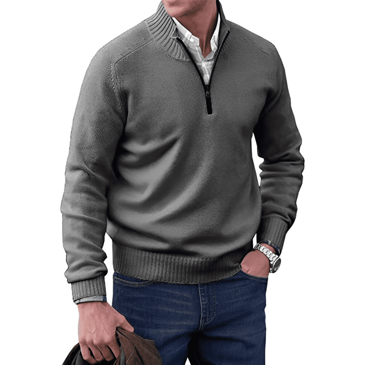 Levoire | Pull zipper chaud pour hommes Gris foncé