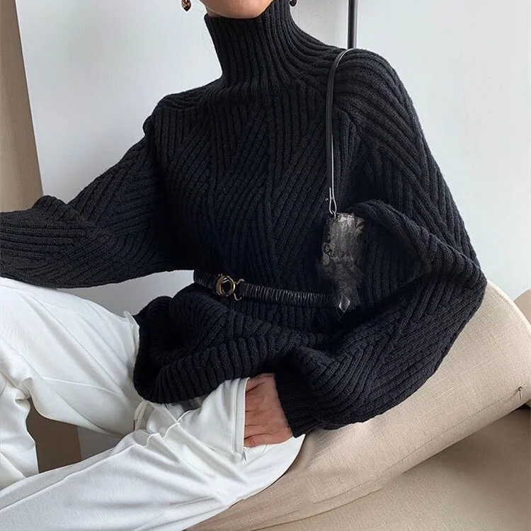 Levoire | Pull À Col Roulé Au Design Tricot Élégant
