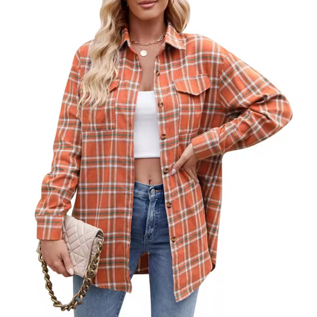 Levoire | Chemise À Manches Longues À Carreaux Orange