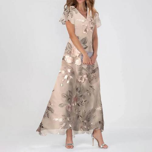 Levoire | Robe Maxi À Manches Courtes Au Design Floral