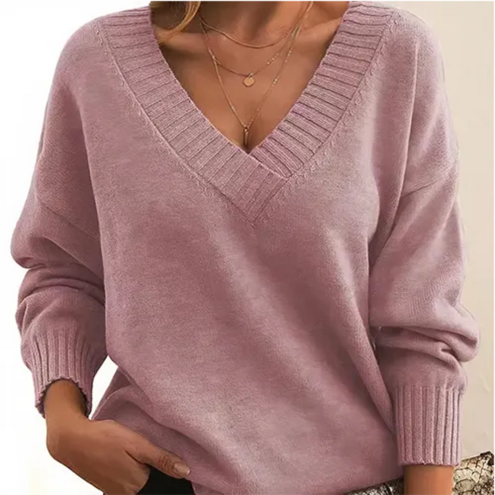 Levoire | Pull V à col en V pour femmes Rose