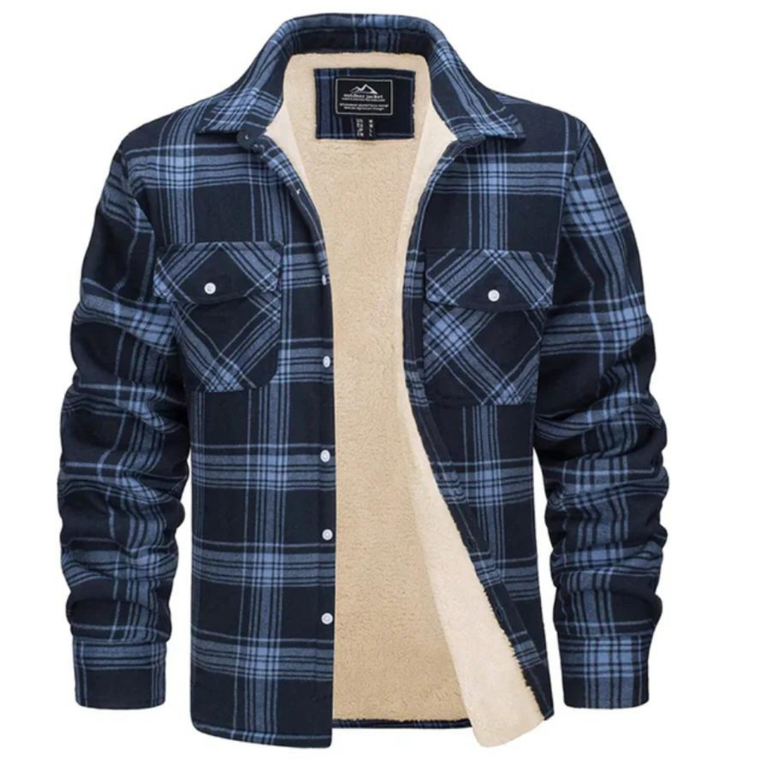 Levoire | Karo Boutonné Chemise pour Hommes Der Bleu-Gris