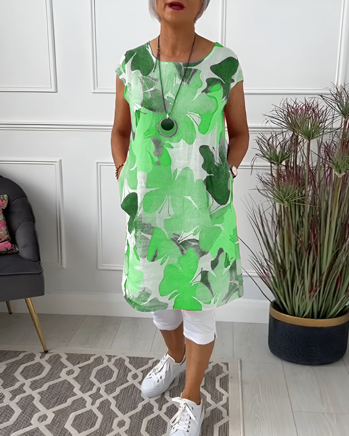 Levoire | Robe De Loisir Pour Femmes Avec Des Fleurs Vert