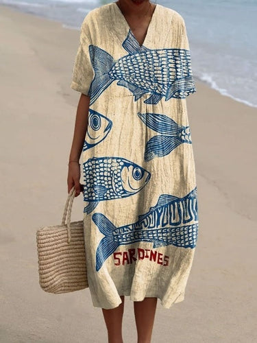 Levoire | Robe qui tombe naturellement avec impression artistique
