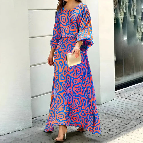 Levoire | Robe Maxi Col Rond Colorée Été