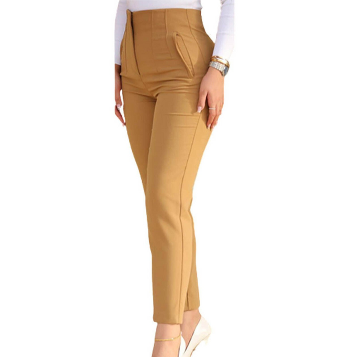 Levoire | Pantalon Haut Taill Femme En Coupe Moderne Jaune