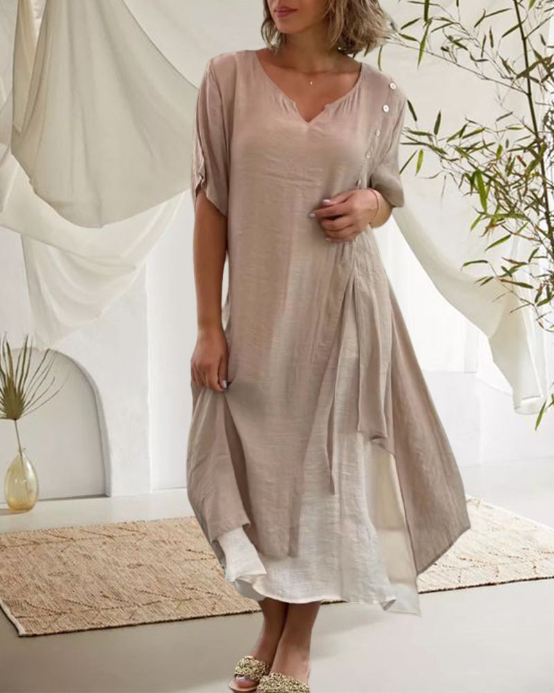 Levoire | Robe asymétrique à manches courtes et décolleté en V