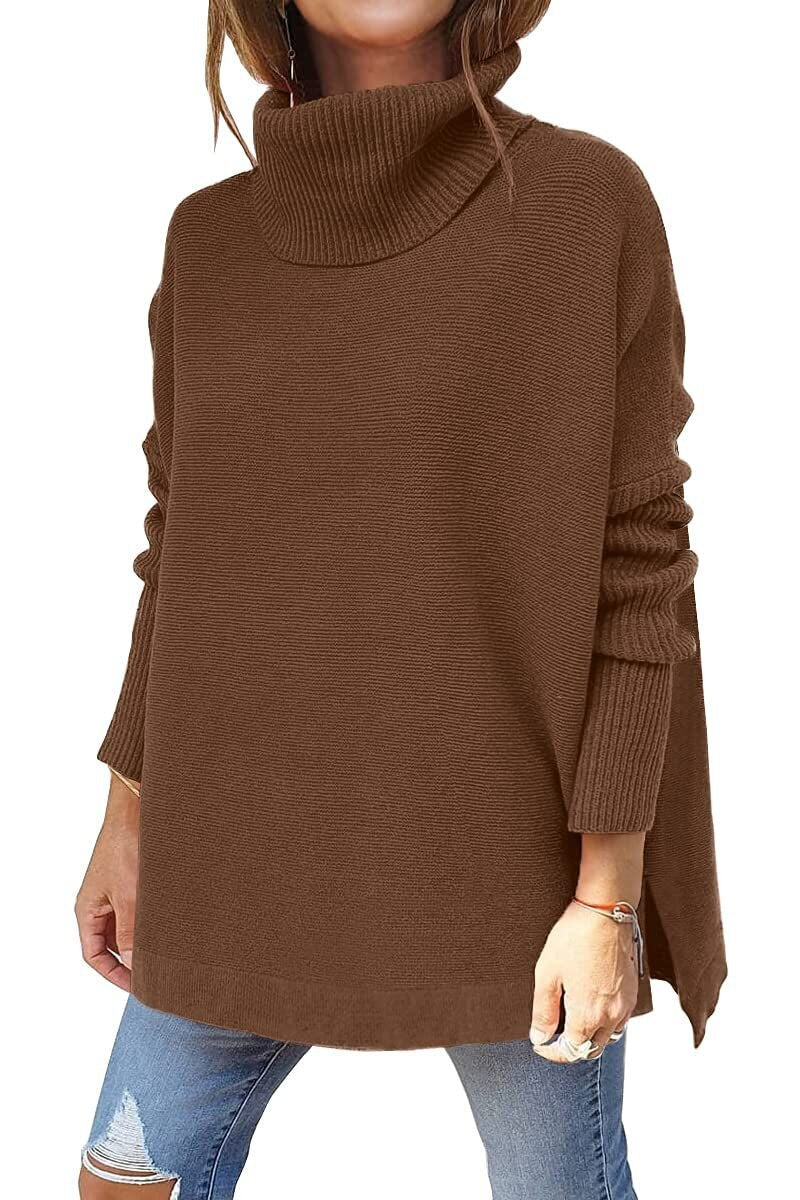 Levoire | Pull Col Roulé D'hiver Pour Femme - Chaud Brun foncé