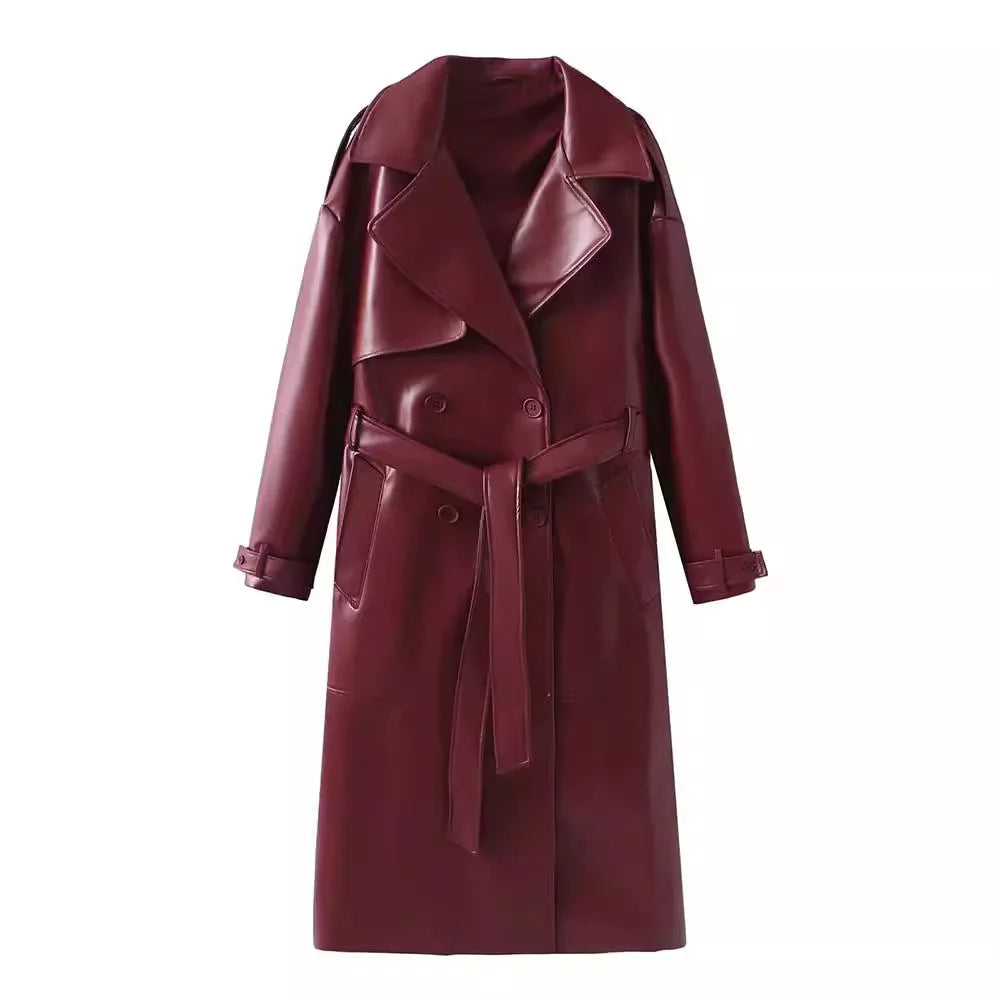 Levoire | Bordeaux-Rouge Manteau En Simili Cuir Pour Femmes Rouge (encore 6 en stock)