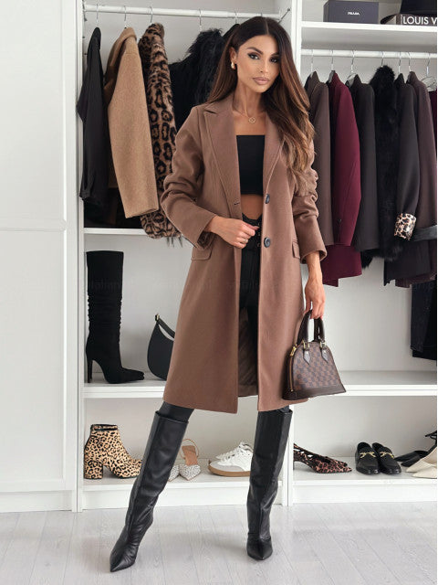 Levoire | Long Women'S Jacket With Buttons Braun