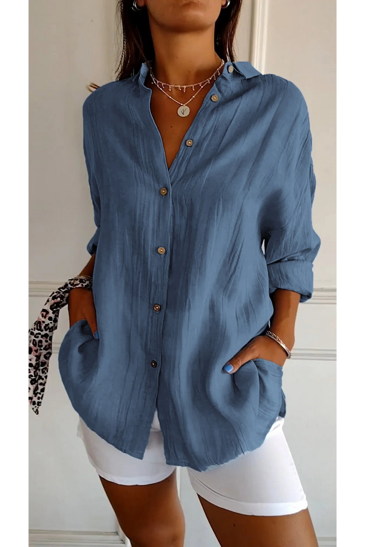 Levoire | Blouse Manches Courtes FR Femmes Long Bleu foncé