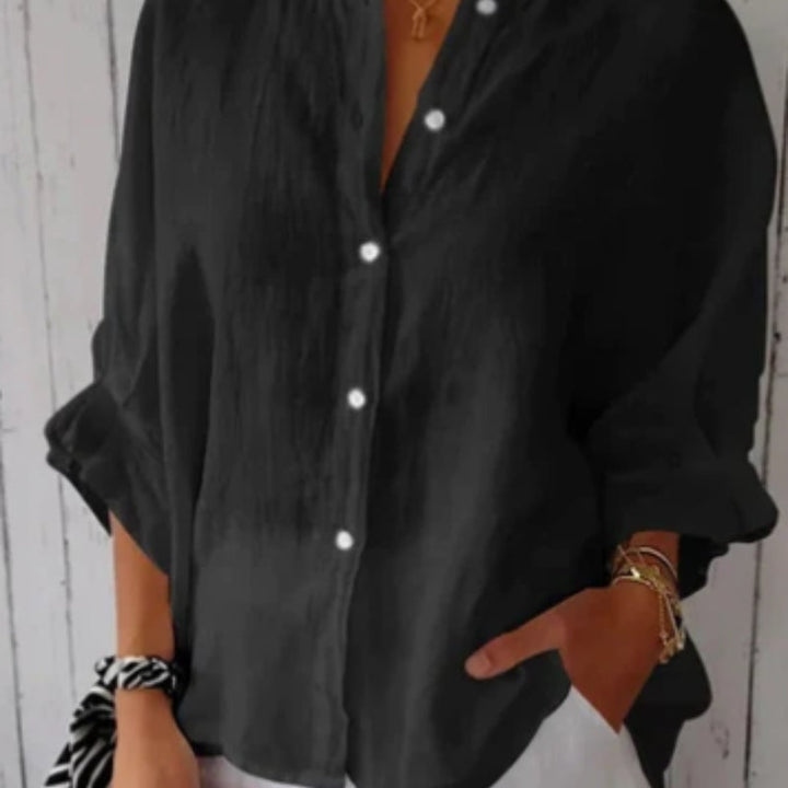 Levoire | Rennot Shirt Formé Avec Des Boutons Et Un Lien À L'Arrière Noir