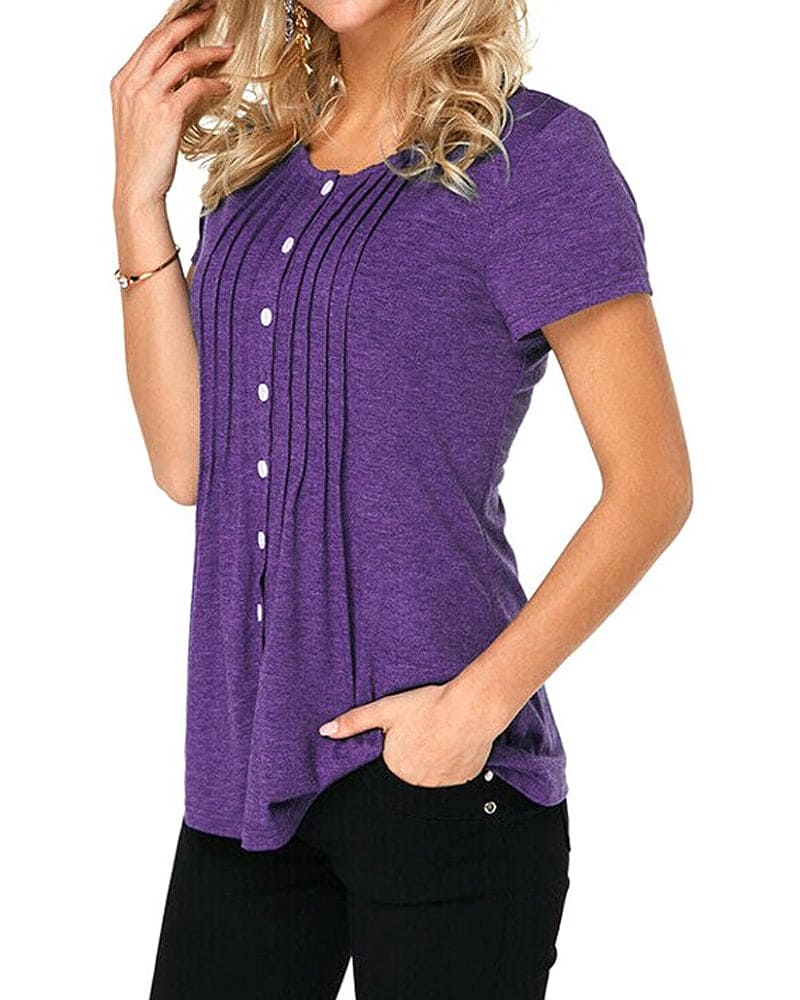 Levoire | Blouse Avec Boutons, Col Rond Et Manches Courtes