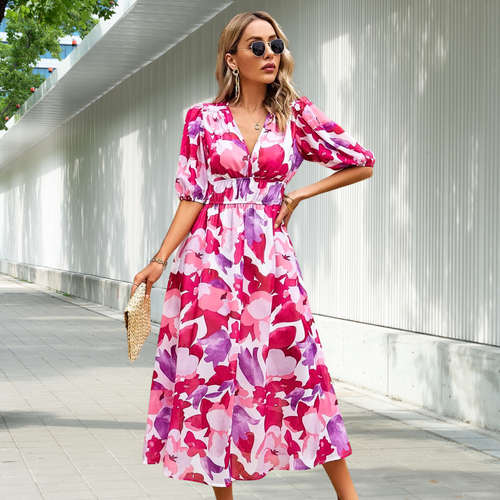 Levoire | Robe Intemporelle À Manches Bouffantes Midi
